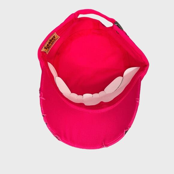 NWT Leader Rhinestone Pink Ribbon Cap Breast Cancer Awareness Bling Hat OSFM - Picture 6 of 11